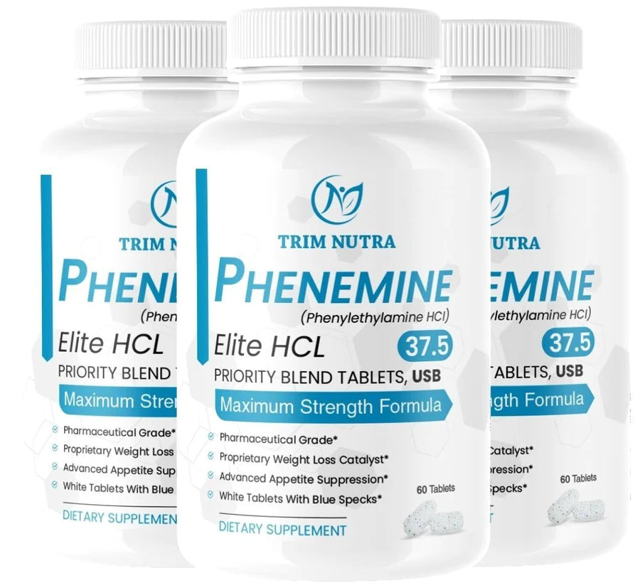 (3 Pack) Phenemine Elite 37.5 White/Blue Speckled Tablets
