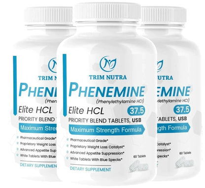 (3 Pack) Phenemine Elite 37.5 White/Blue Speckled Tablets
