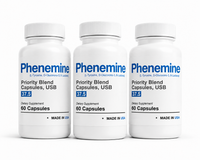 (3 Pack) Phenemine White/Blue Caps
