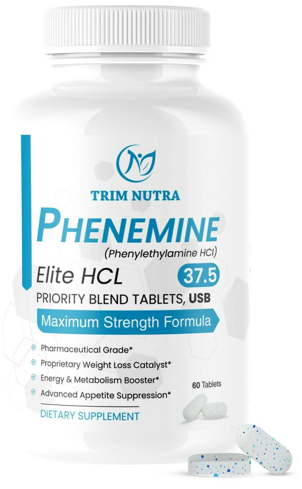 Phenemine Elite 37.5 White/Blue Speckled Tablets